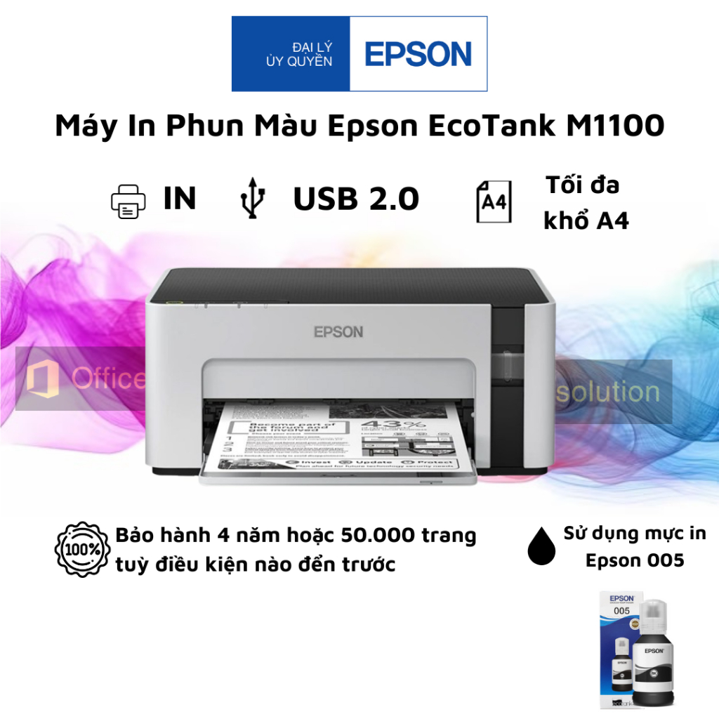 Máy In Phun Trắng Đen Đơn Năng Epson M1100 - Hàng Chính Hãng