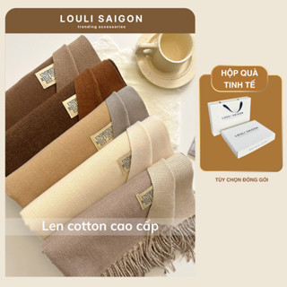 Khăn quàng cổ len nam nữ cashmere LOULI SAIGON, khăn choàng cổ trơn 2 màu mùa đông len cotton thời trang cao cấp K10