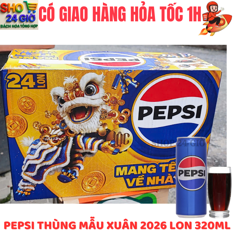 Pepsi Thùng 24 Lon 320 Ml Mẫu Tết 2026