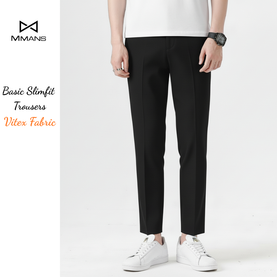 Quần âu nam MMANS chất vải vitex ống côn co giãn dáng slimfit ôm body