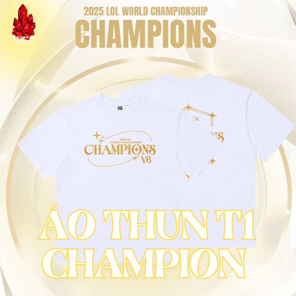Áo Phông T1 Champion V6 Merch 2025 cotton 100% cao cấp thoáng mát