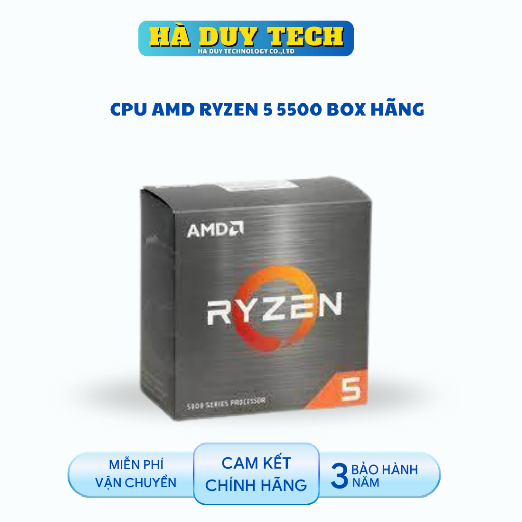 CPU AMD RYZEN 5 5500 BOX HÃNG - Cam Kết Chính Hãng - BH 36T - Hà Duy Tech