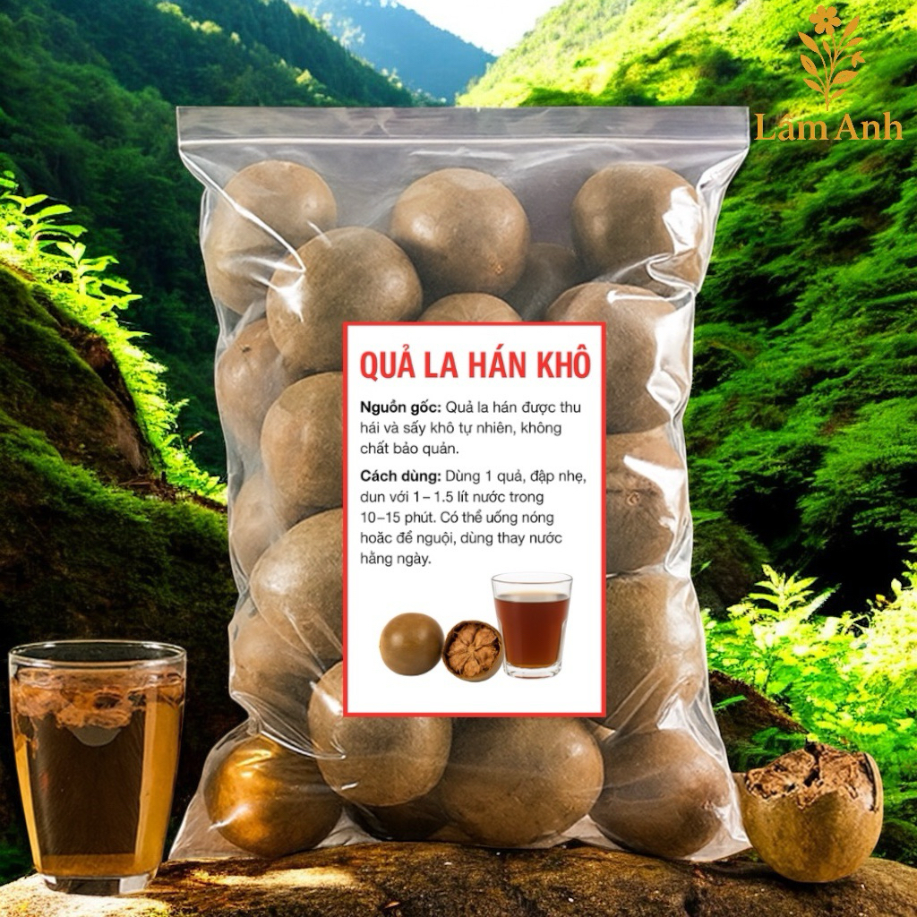 Sỉ 1Kg Quả La Hán To Khô Già (45-50-65 quả đủ kích cỡ) Ngọt Dịu, Dễ Chịu Cổ Họng, Nhẹ Người Thanh Giọng, Mát Cổ, Dễ Uống