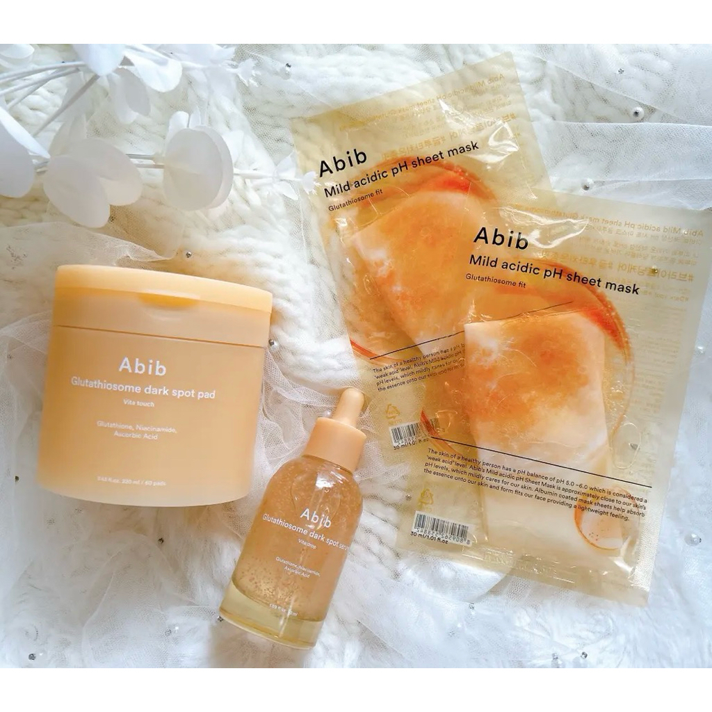 Dòng sản phẩm Abib Glutathione Dark Spot dưỡng sáng da Serum/Tone pad /Mask