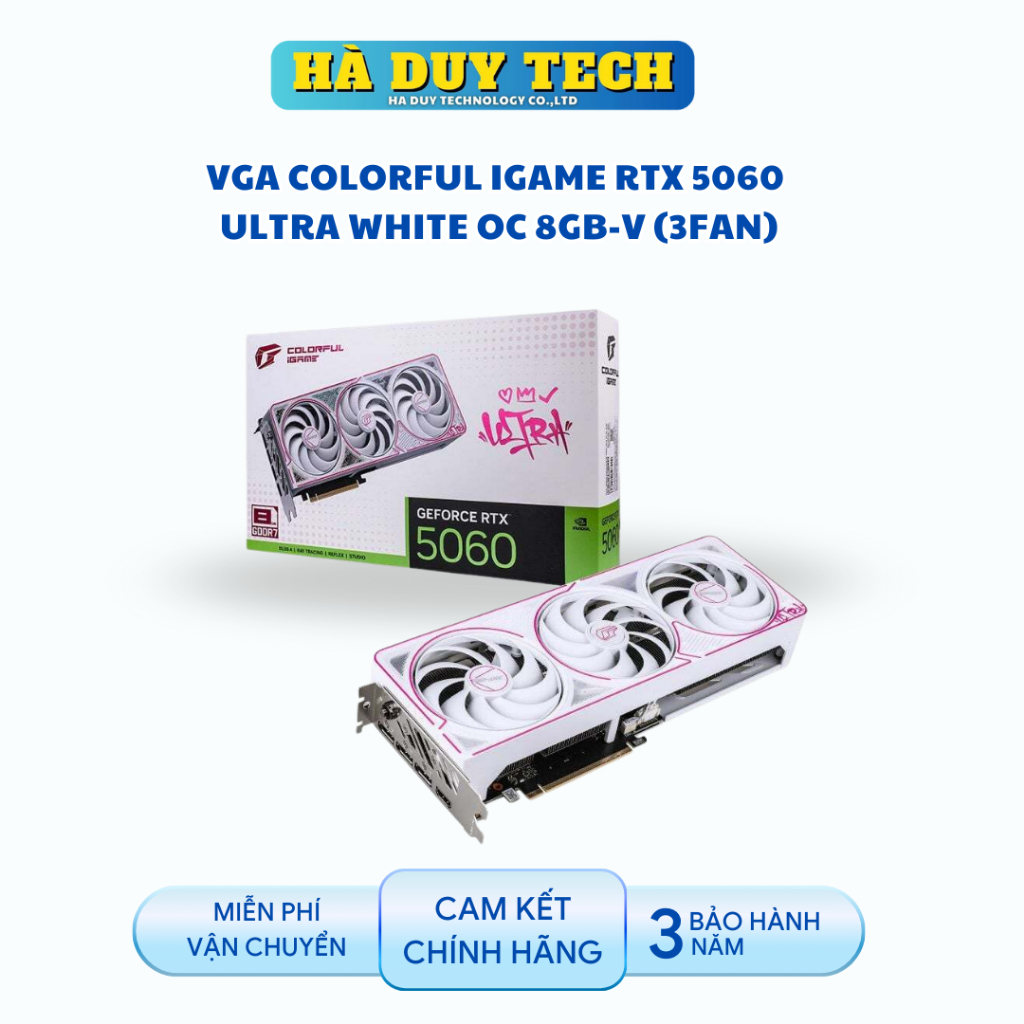 VGA COLORFUL IGAME RTX 5060 ULTRA WHITE OC 8GB-V (3Fan) - Cam Kết Chính Hãng - BH 36T - Hà Duy Tech