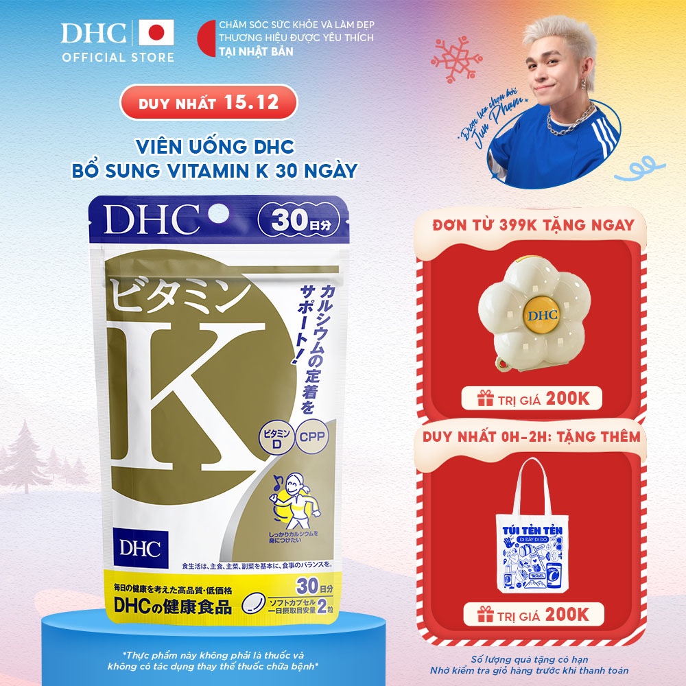 Thực phẩm chức năng DHC Vitamin K (30-day supply) - Dạng viên uống bổ sung Vitamin K