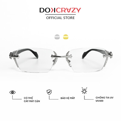 Gọng kính chữ nhật DOKCRAZY LAME Không Viền, Mắt Kính Chống Ánh Sáng Xanh Thay Được Tròng Cận, Unisex, Cá Tính