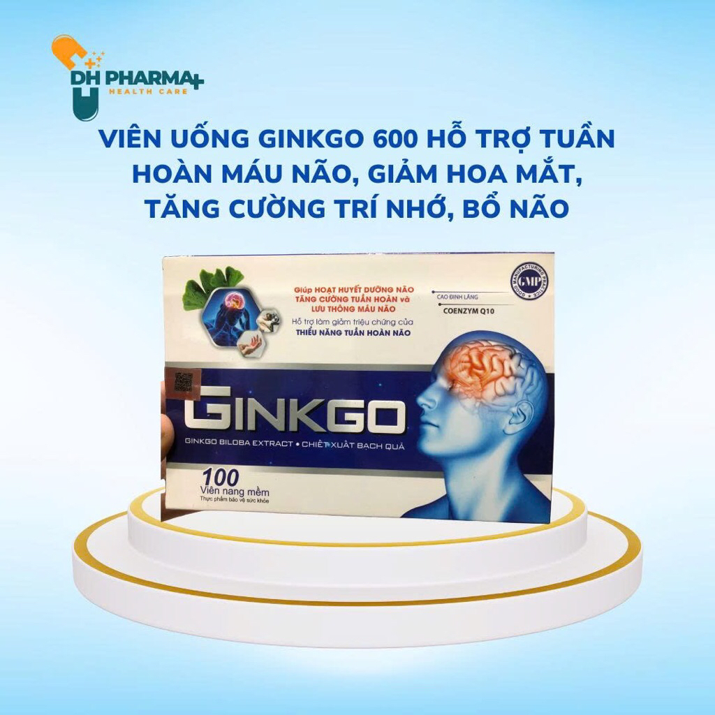Viên uống bổ não ginkgo biloba extra - hỗ trợ tuần hoàn máu não - tăng cường trí nhớ - Hộp 100 viên