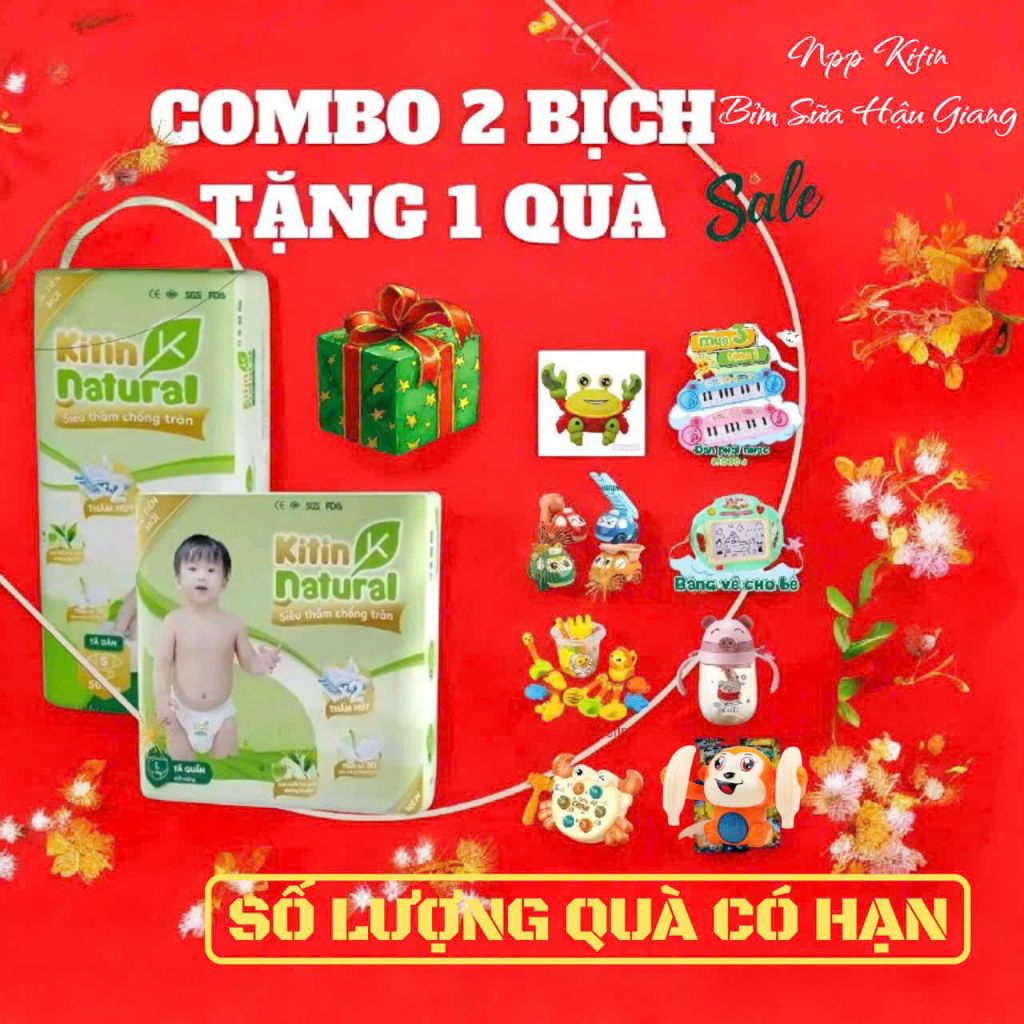 [ BSHG 3] LIVE 2(COMBO 2 BỊCH TÃ KITIN NATURAL TẶNG 1 QUÀ) ĐỦ SIZE