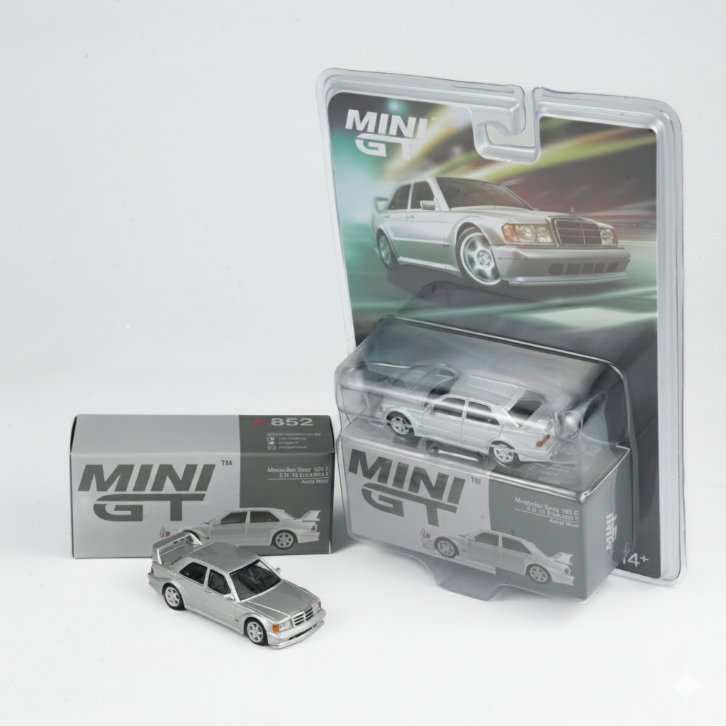 Mô hình xe Mercedes-Benz 190E 2.5-16 Evolution II Astral Silver tỉ lệ 1:64 MiniGT MGT00852