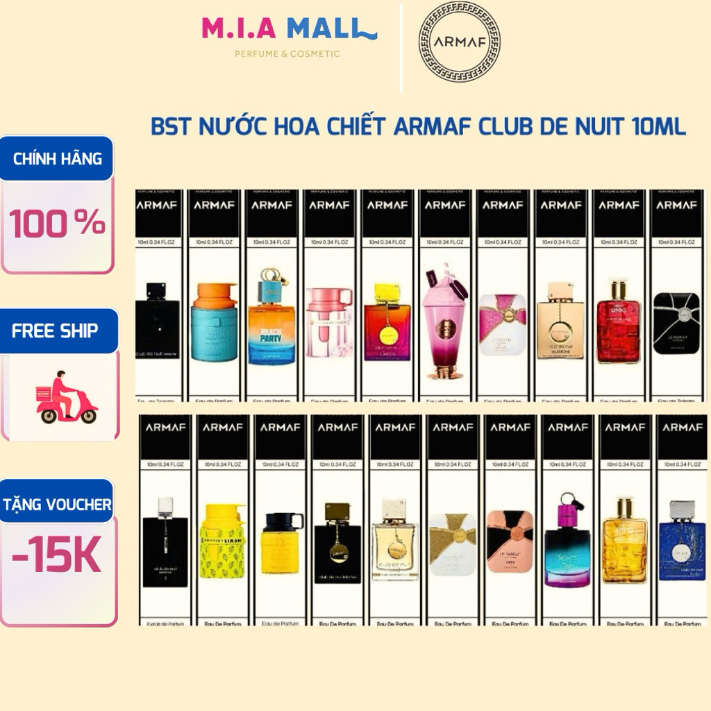 [Mẫu Dùng Thử] BST Nước hoa Club De Nuit Armaf Odyssey Limoni_Mega_Mandarinsky, Dễ Mang Theo 10ml