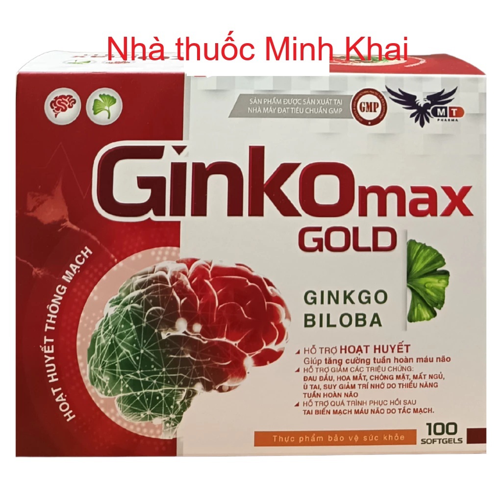 Hoạt huyết thông mạch Ginko max GOLD - Ginkgo Biloba Giảm các triệu chứng mất ngủ, suy giảm trí nhớ 
