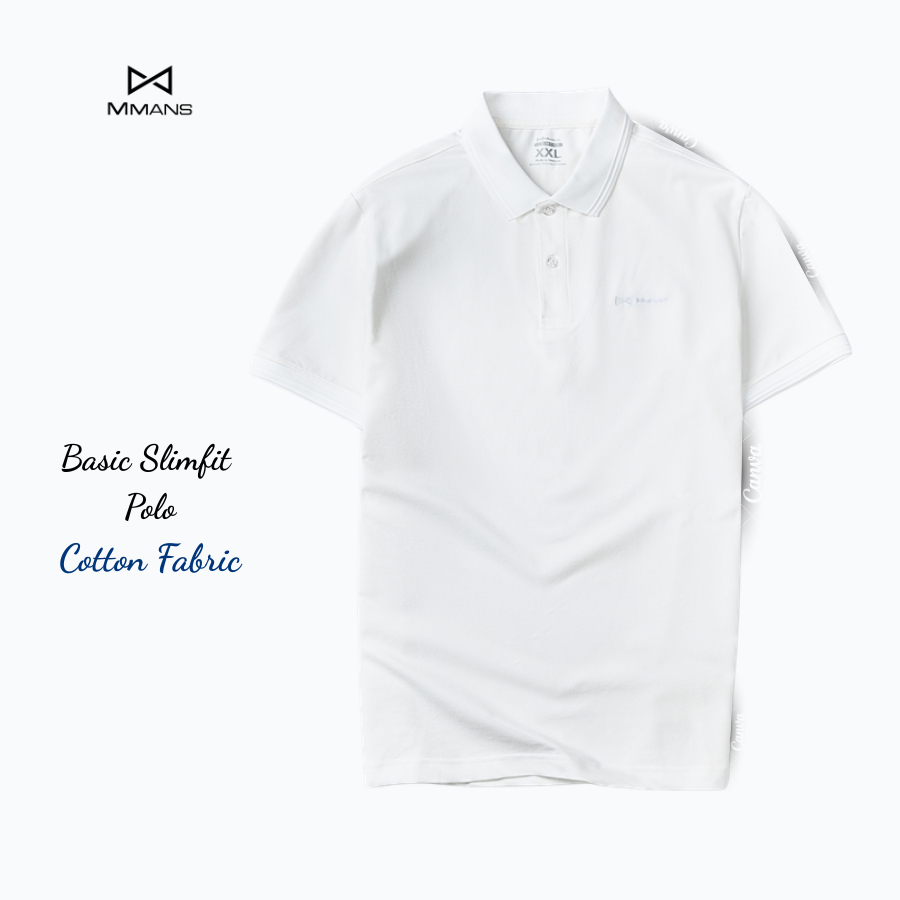 Áo polo nam MMANS màu trắng gạo basic tinh tế sang trọng chất vải cotton poly cao cấp co giãn