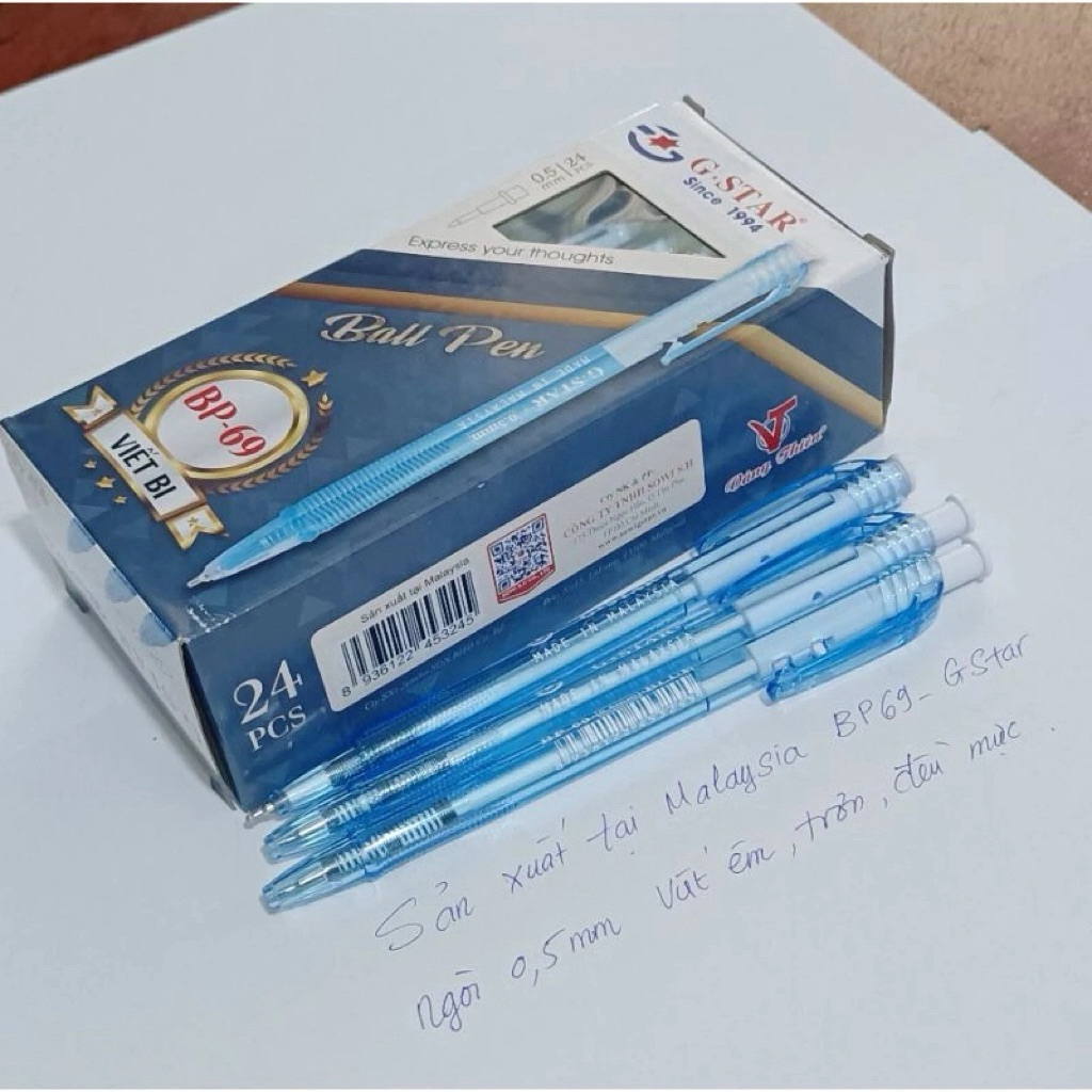 Combo 10 Bút Bi G-STAR BP-69 | Mực Xanh | Nét 0.5mm | Tiết Kiệm
