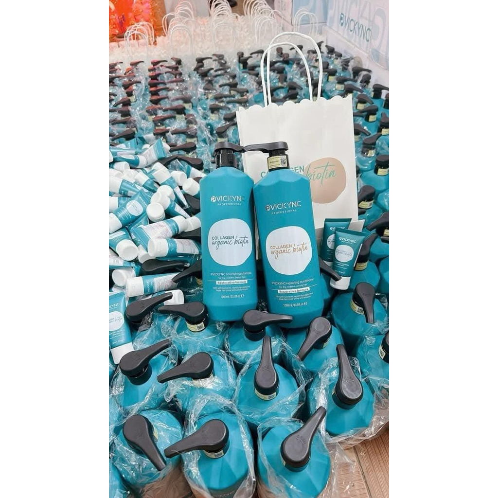 Cặp Dầu Gội Xả PVICKYNC Collagen Organic Biotin