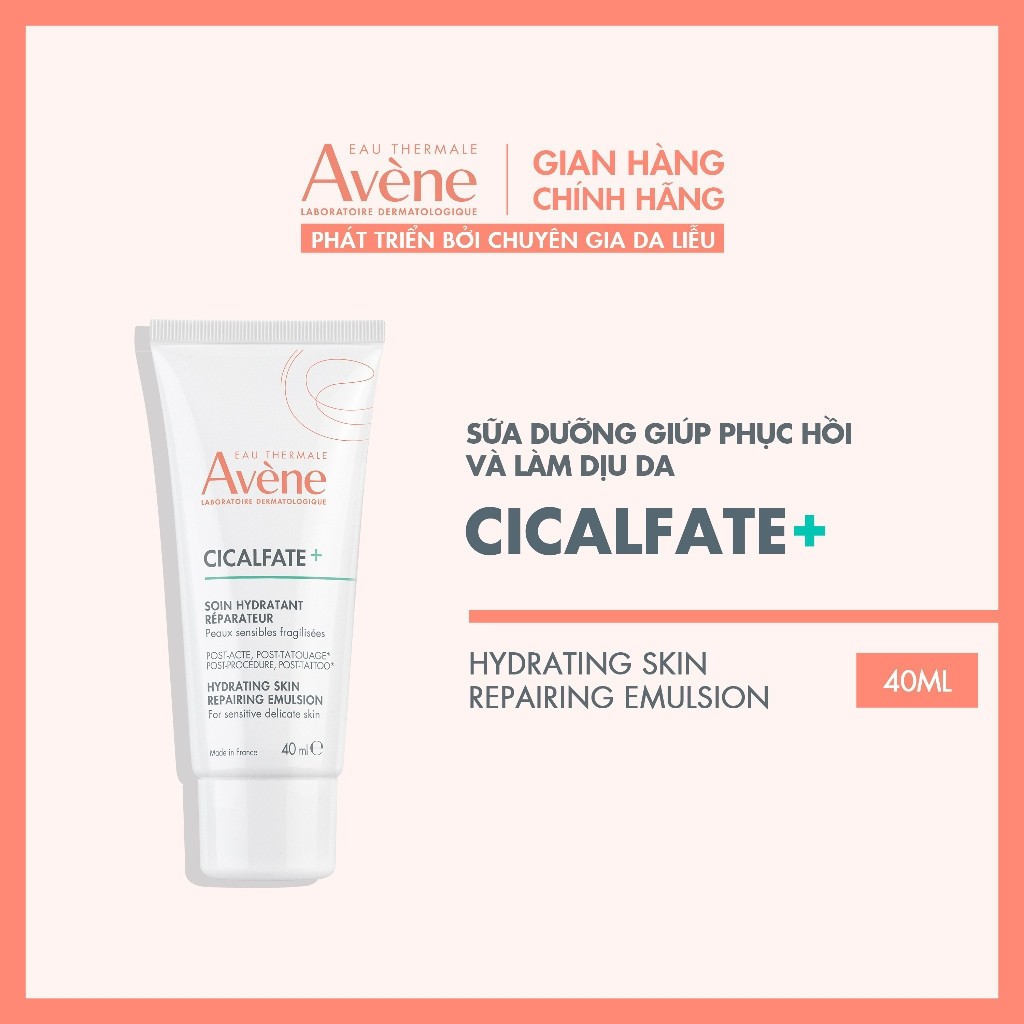 [KOL x Avene] Sữa dưỡng phục hồi Eau Thermale Avène CICALFATE+ HYDRATING SKIN REPAIRING EMULSION 40m