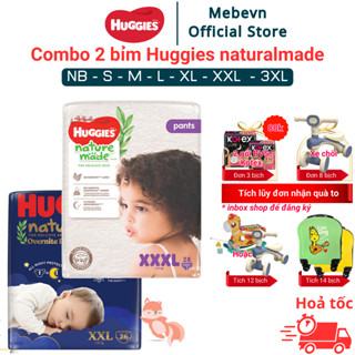  Combo 2 bỉm huggies natural made bỉm huggies chính hãng cao cấp siêu mỏng và thấm hút tốt 