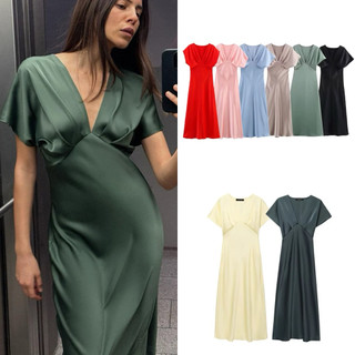 [ORDER - sẵn đen - rêu M] VÁY LỤA CÁNH DƠI DÁNG DÀI NHIỀU MÀU TQXK