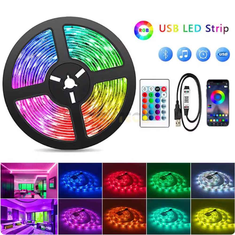 Dây, Dải Đèn Led Trang Trí Giá Rẻ RGB FUFUTECH 7 Màu, Điều Khiển Từ Xa, Trang Trí, Decor, Gaming