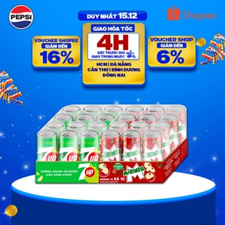   SALE 15.12  Thùng 24 Lon Nước Ngọt Giải Khát Có Gaz Mix 7Up & Mirinda Xá Xị  320ml lon  