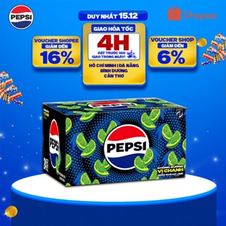   SALE 15.12  Thùng 24 Chai Nước Ngọt Giải Khát Có Gaz Pepsi Vị Chanh Không Calo Không Đường  390ml  chai  