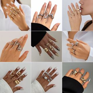 Nhẫn Nữ, Bộ Nhẫn Trơn Tối Giản Bằng Kim Loại Phong Cách Độc Đáo NDCT01