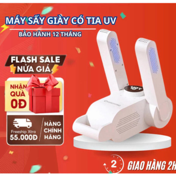Máy Sấy Giày Đa Năng 4 Ống Dẫn Khí Tia UV Khử Khuẩn Làm Khô Giày Tất Găng Tay, Có Hẹn Giờ Khô Nhanh