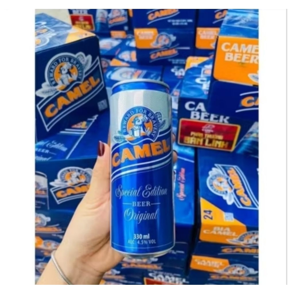 lẻ 1 lon BIA CAMEL MÀU XANH ( có lon móp)