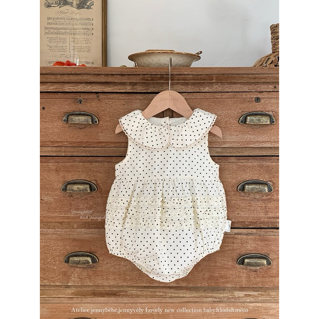 Jennybebe| Suit chấm bi cổ sen cho bé 6-14kg