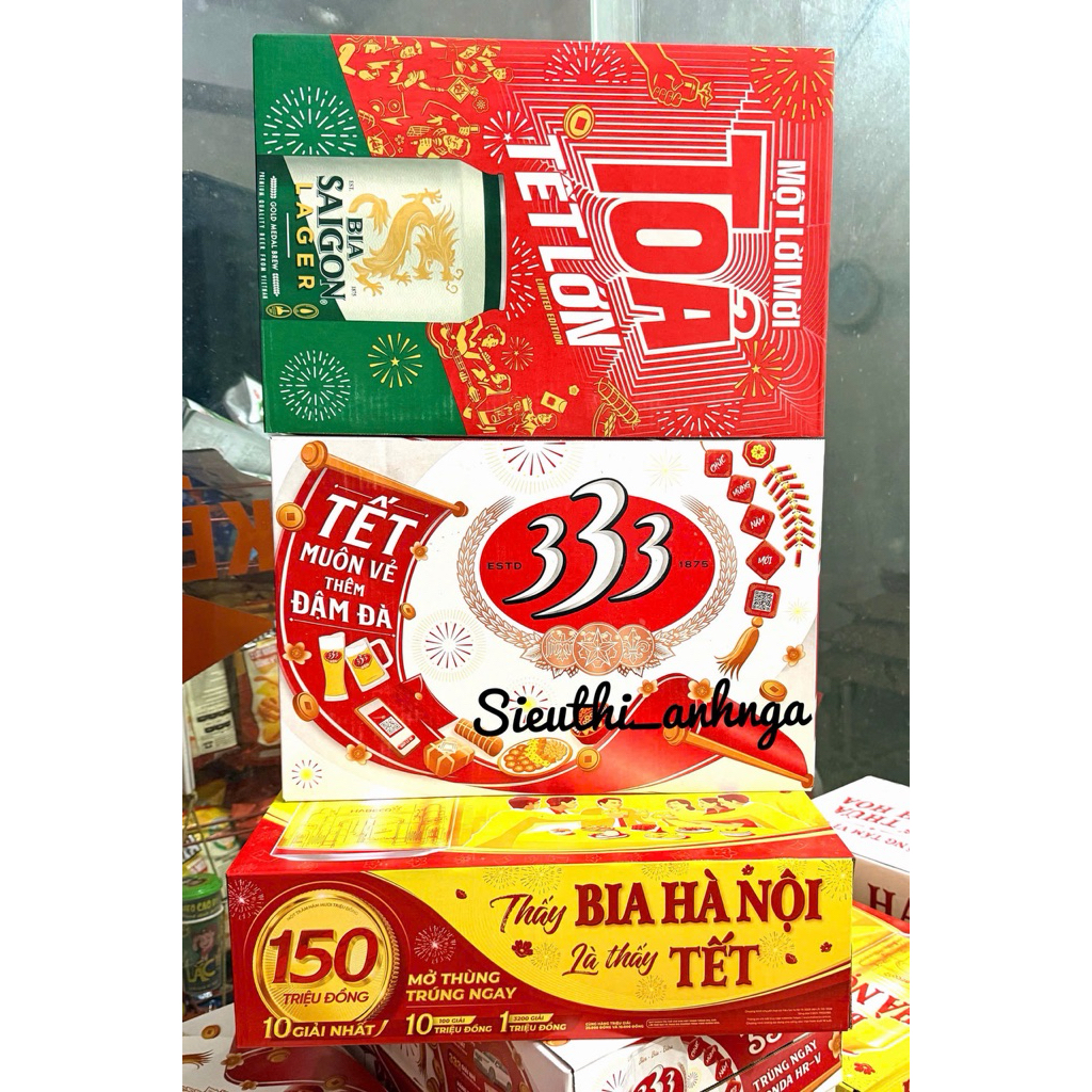 Thùng 24 lon Bia Hà Nội / Bia 333 / Bia Sài Gòn - HABECO (330ml/lon)