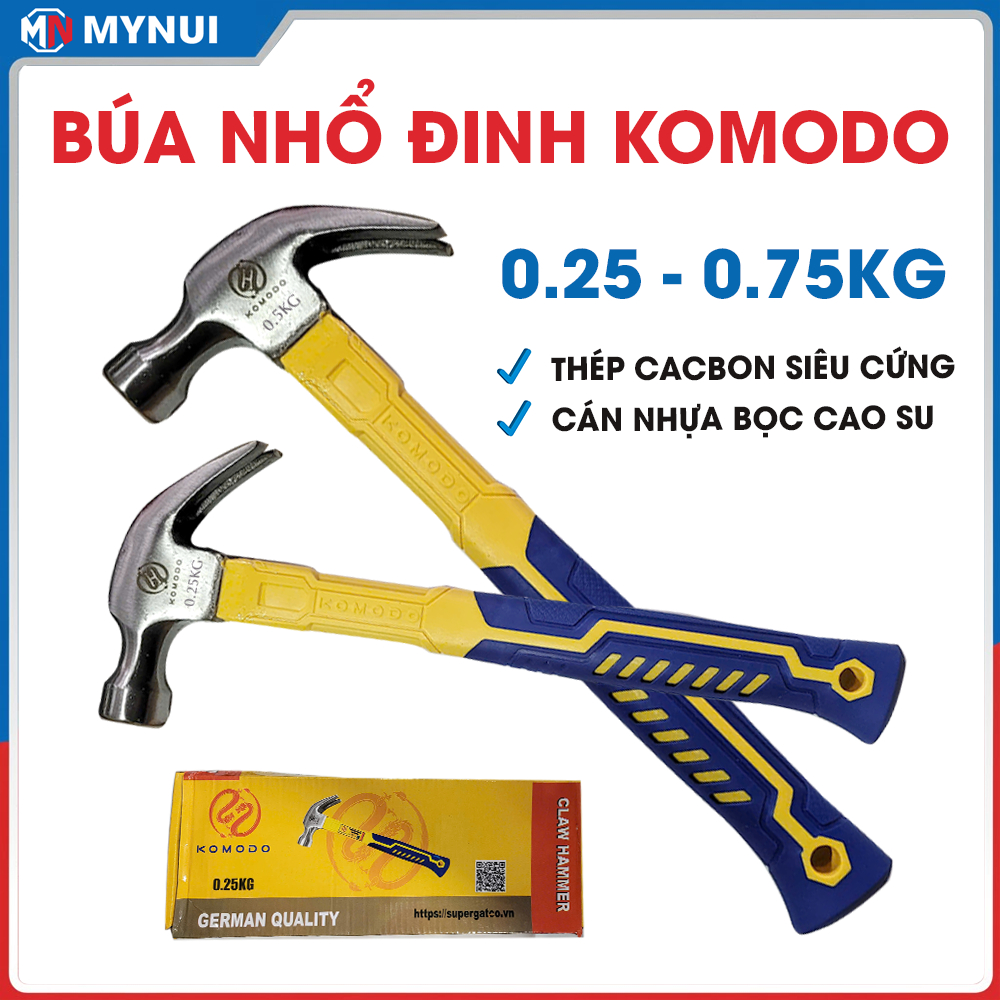 Búa Nhổ Đinh KOMODO Théo Carbon Đầu Tròn Siêu Cứng, Tay Cầm Chống Trượt