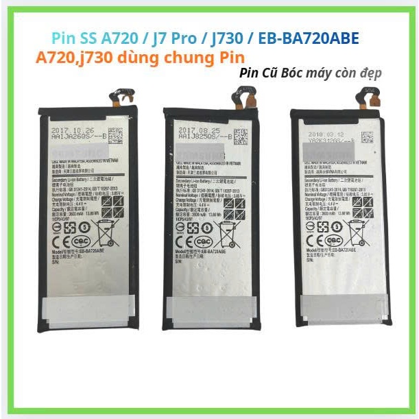 Pin SS A720 / J7 Pro / J730 / EB-BA720ABE ,cũ bóc máy còn ok
