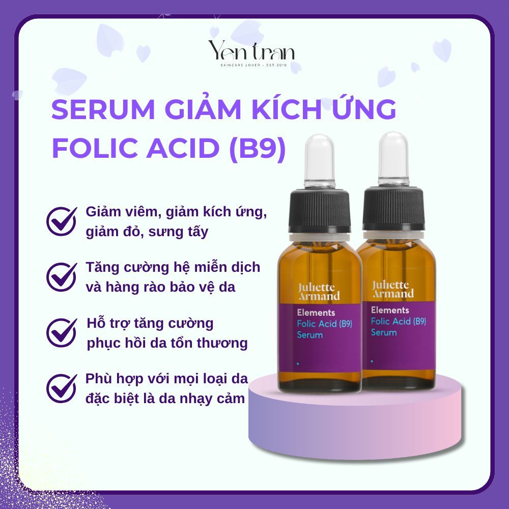 Tinh chất phục hồi Juli-ette-Ar-mand Elements Folic Acid B9 Serum 20ml / 55ml làm dịu, giảm kích ứng