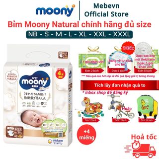  Bỉm moony trắng bỉm moony natural chính hãng Dán Quần đủ size NB62 S58 M46 L36 XL32 