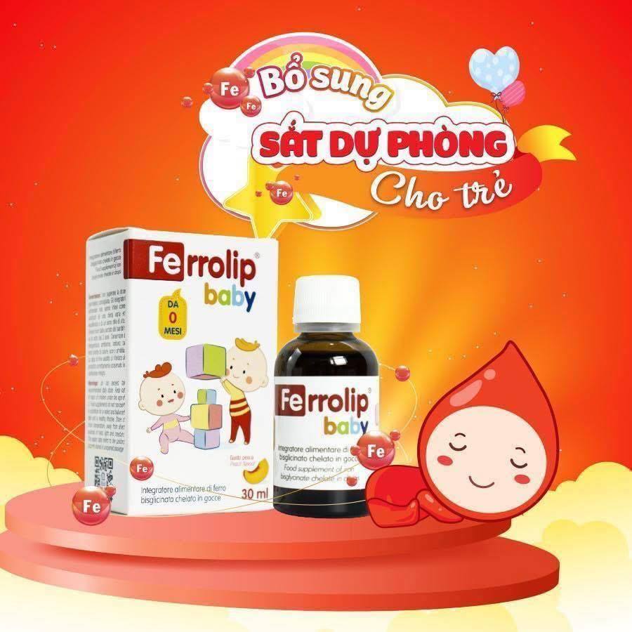 Sắt Ferrolip baby nhập khẩu chính hãng, hỗ trợ phòng thiếu máu cho bé 30ML
