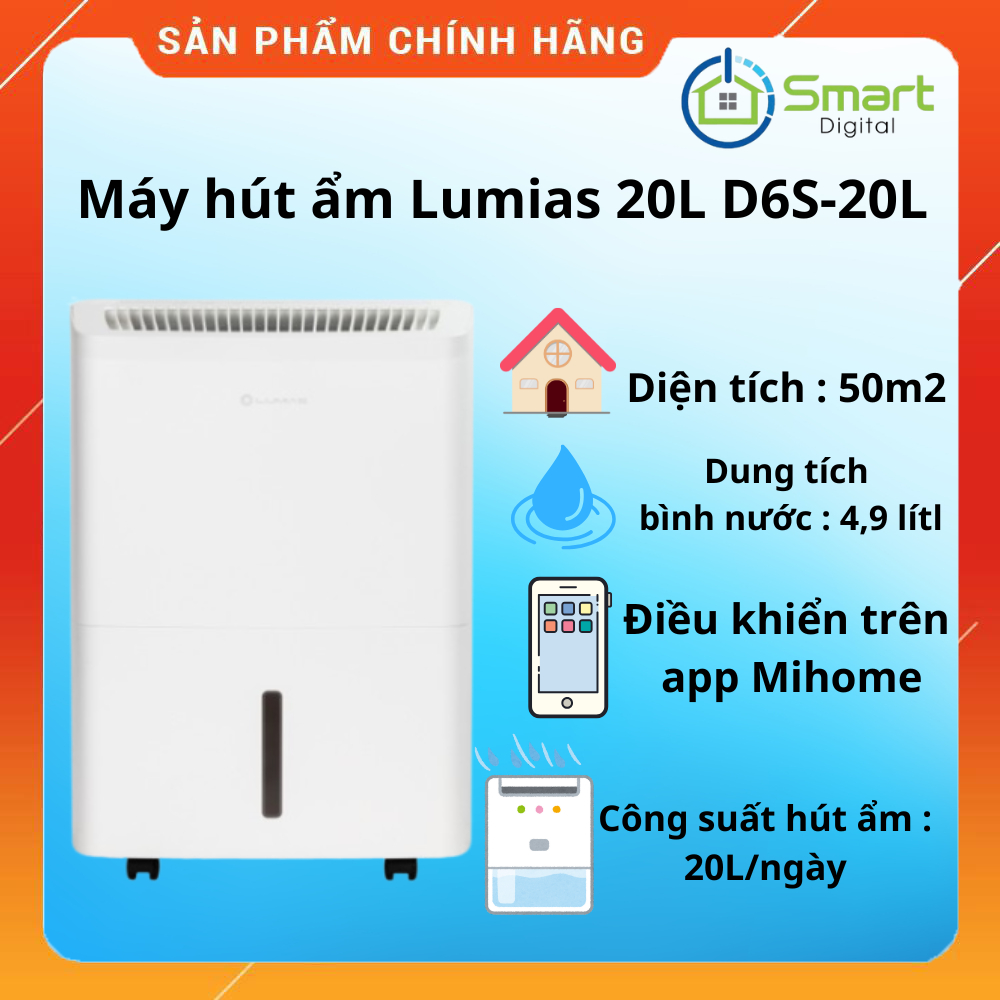 Máy hút ẩm Lumias 20L D6S – Hàng Chính Hãng