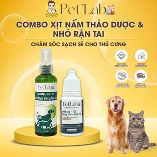  Combo Xịt Nấm Thảo Dược & Nhỏ Rận Tai Cho Chó Mèo - Gà Trống Nuôi Mèo 
