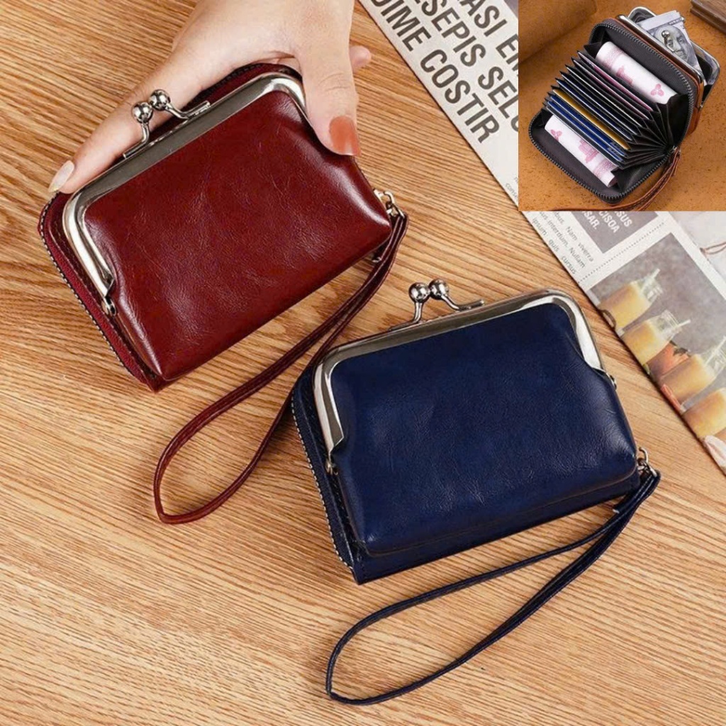 Ví nữ cầm tay da trơn bóng thiết kế khóa cài thời trang và hiện đại kết hợp cùng khoá kéo với nhiều ngăn tiện dụng G279