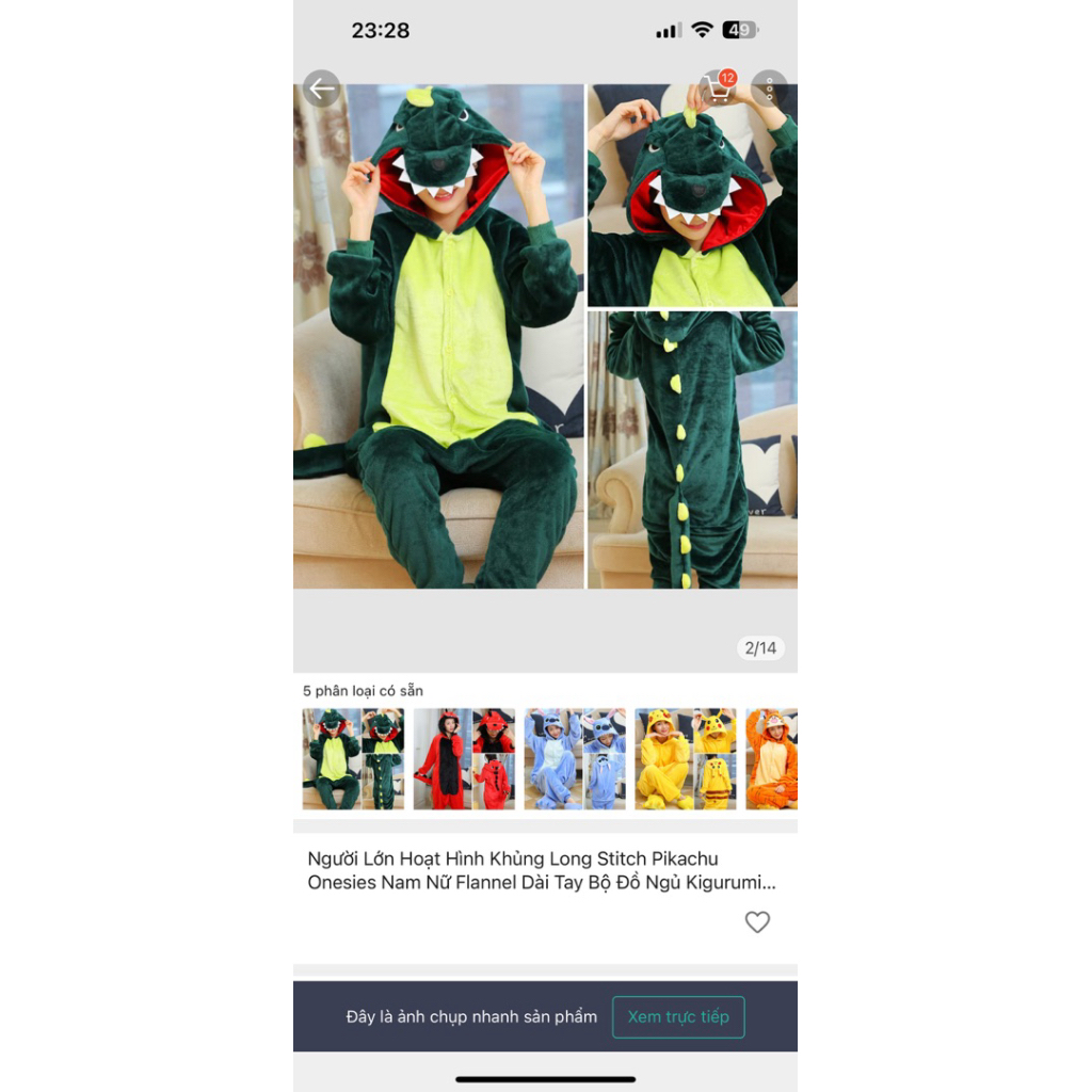 pass đồ khủng long xanh size người lớn XI (Chiều cao 178-188CM)