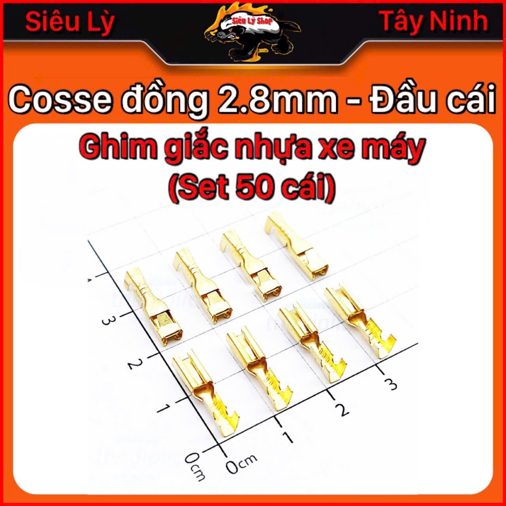Set 50 cái Cos đồng 2.8mm - Đầu cái (Ghim giắc điện ô tô, xe máy)