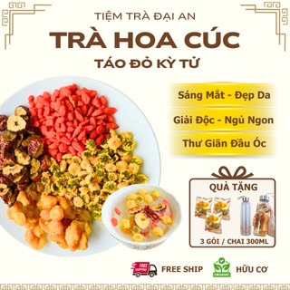  Trà Hoa Cúc Táo Đỏ Kỳ Tử Đại An - Thảo Mộc Sáng Mắt Thanh Nhiệt Giải Độc Giúp Ngủ Ngon Đẹp Da 