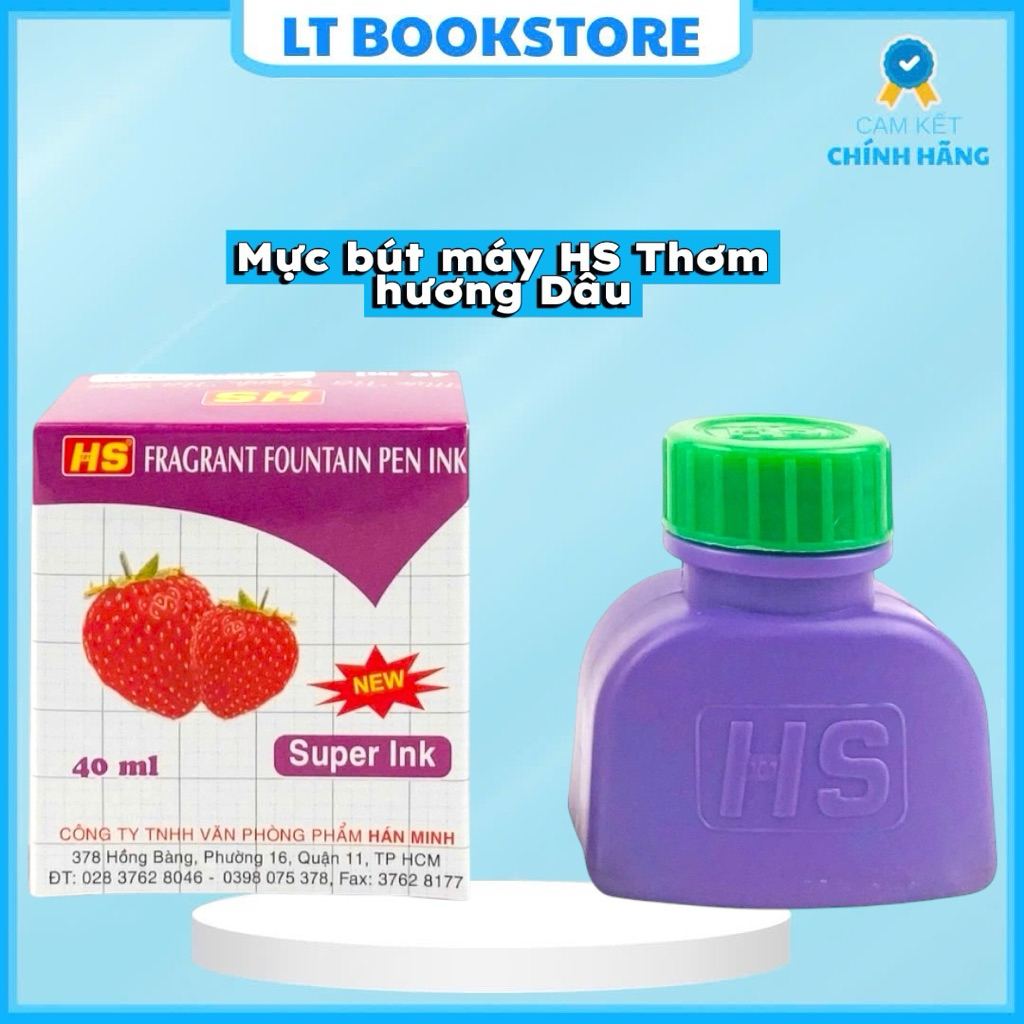 Mực Bút Máy HS Thơm Hương Dâu 40ml – Mực Viết Nét Thanh Đậm, Hương Thơm Dễ Chịu - LT Store