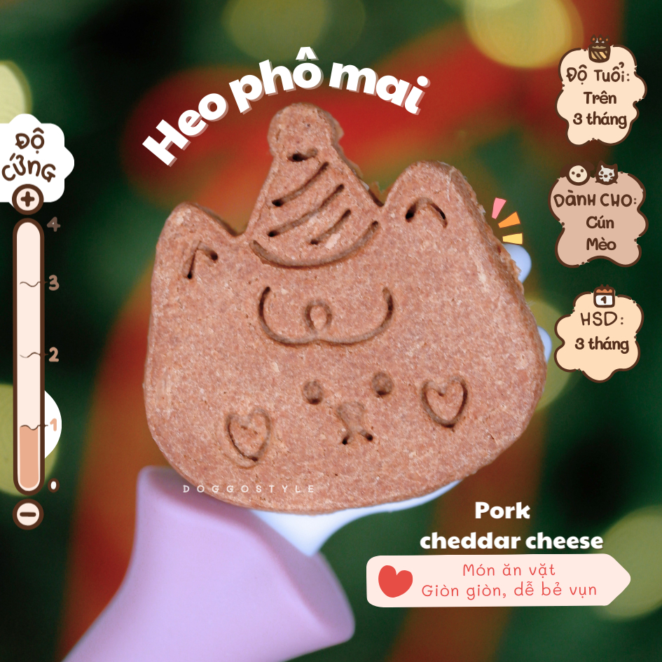 Heo Phô Mai Sấy Khô Doggo Giàu Beta-Alanine Omega 3 6 Hỗ Trợ Xương Khớp Treat Bánh Thưởng Cho Chó