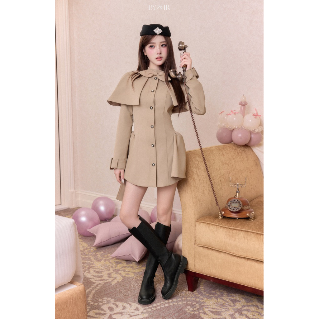 BY IR - Váy Cape Nâu Rêu / Ashford Dress