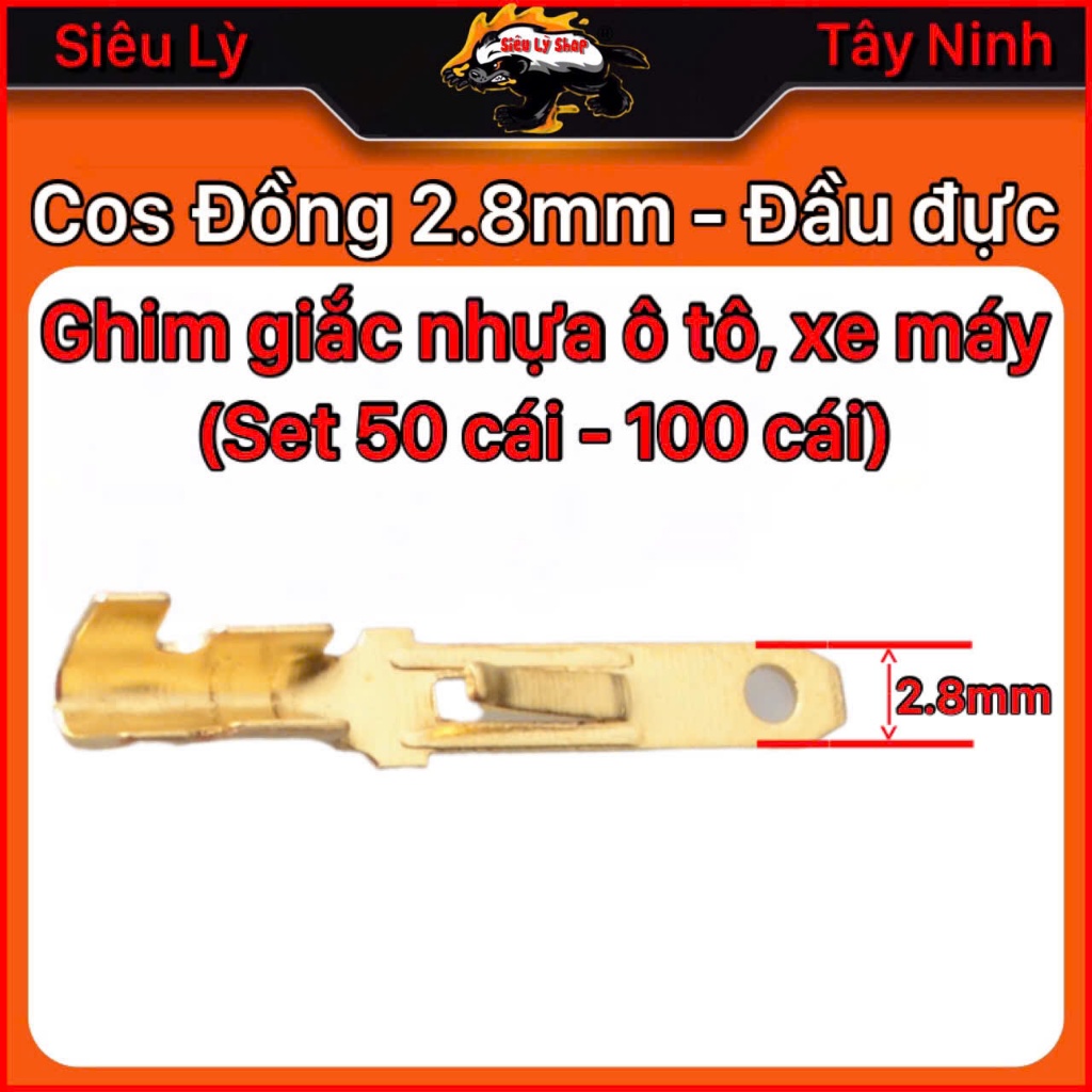 Set 50 cái Cos đồng 2.8mm - Đầu đực (Ghim giắc điện ô tô, xe máy, xe điện)