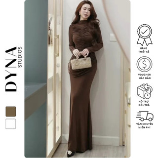 Váy Body Thun Lazong Tay Dài MeiVu Bageo Thiết Kế Dúm Thân Sang Trọng DYNA STUDIOS