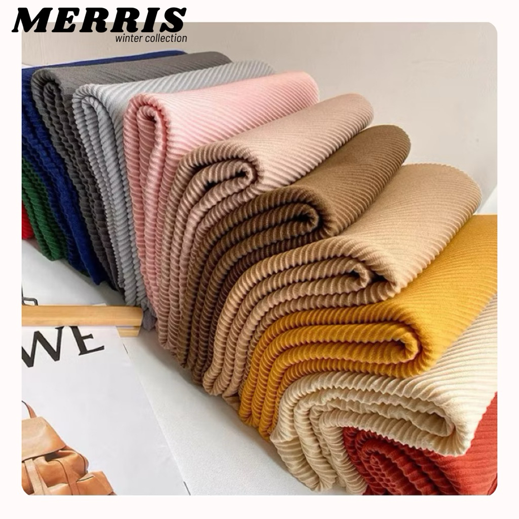 [Ảnh thật] K21 - Khăn choàng cổ len co giãn xếp ly nhiều màu phù hợp nam nữ mùa đông Merris phong cá