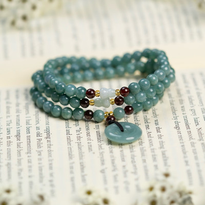 Vòng Tay Cẩm Thạch Lam Ngọc Type A Size 5ly Mix Charm Dây Quấn 3 Vòng - Ngọc Trai Trường Thịnh