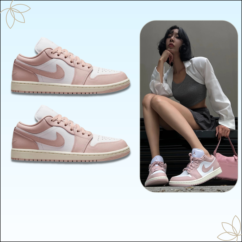 Giày Thể Thao JD1 Low 'Pink Oxford' – Sneaker Nữ JD1 Trắng Hồng Pastel Nhẹ Nhàng