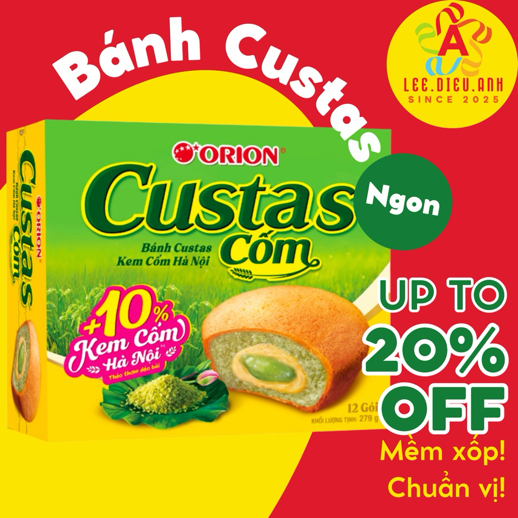 Bánh CUSTAS Cốm Sen - 12P (279g)
